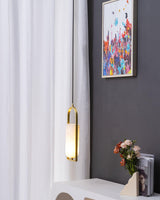Modern Melange Small Alabaster Pendant Light with Brass Details