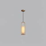 Modern Melange Small Alabaster Pendant Light with Brass Details
