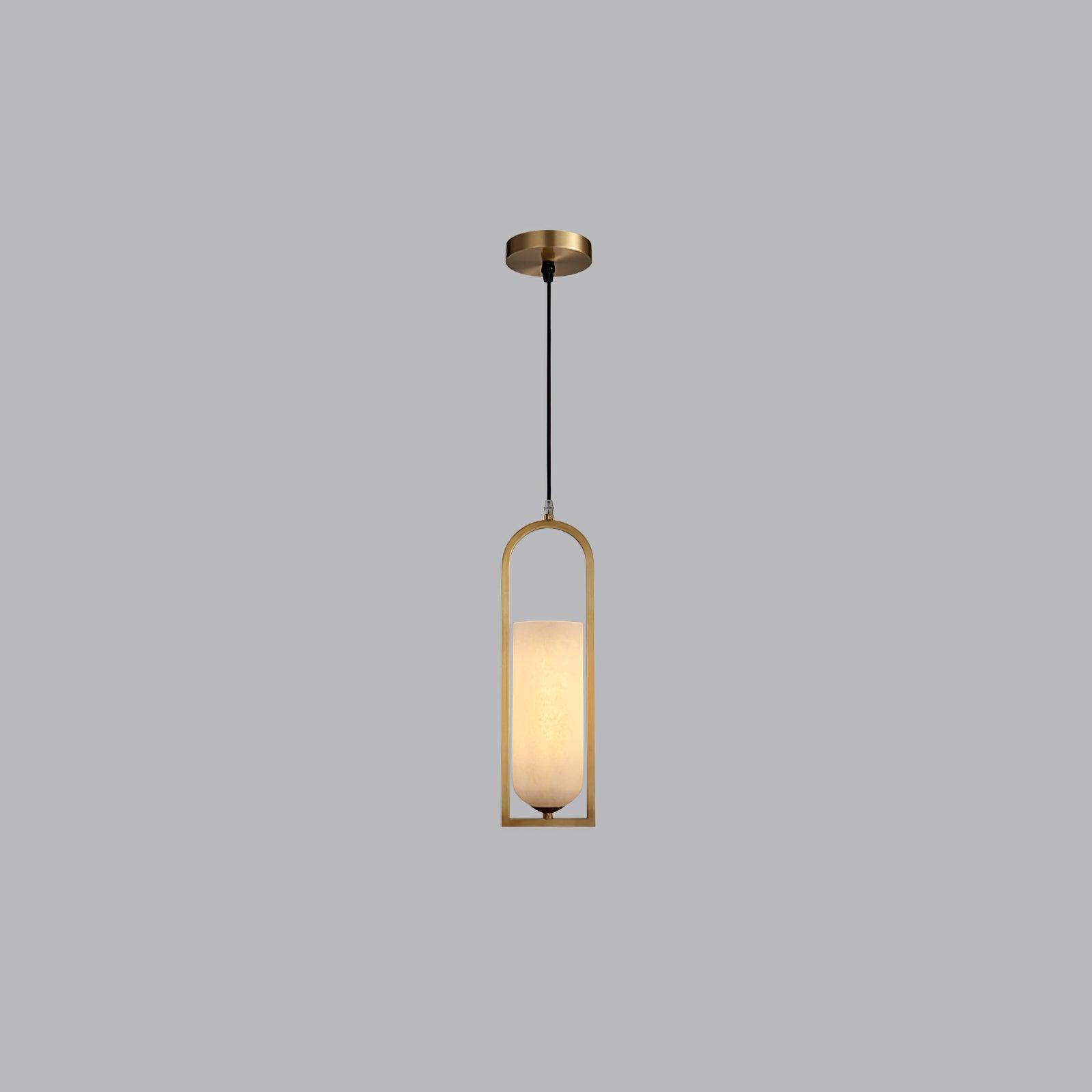 Modern Melange Small Alabaster Pendant Light with Brass Details