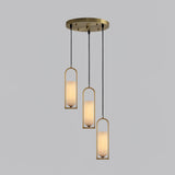 Modern Melange Small Alabaster Pendant Light with Brass Details