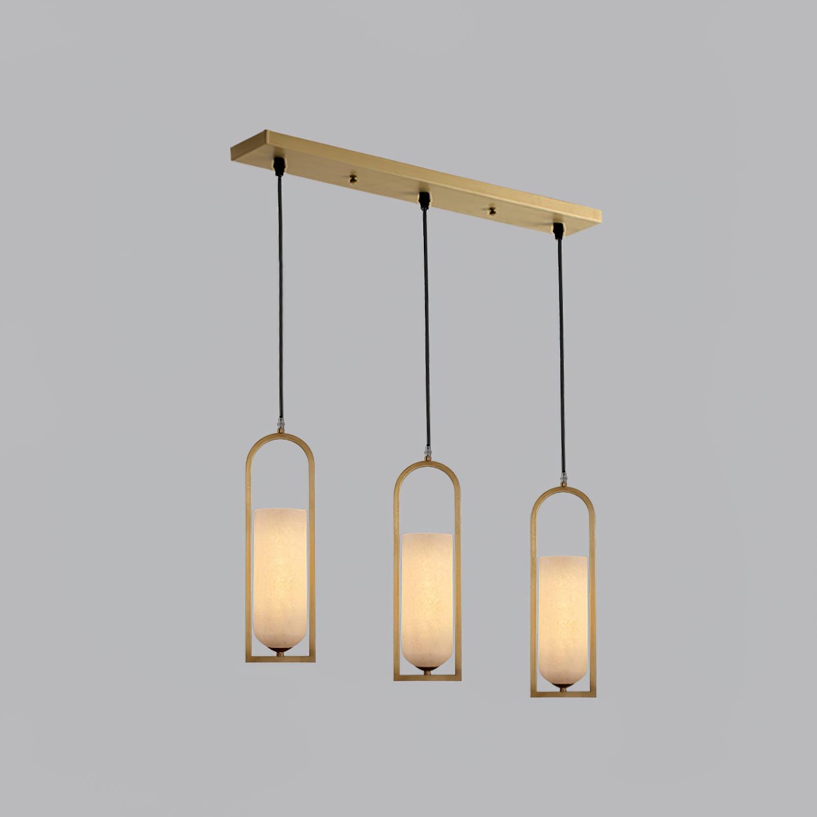 Modern Melange Small Alabaster Pendant Light with Brass Details