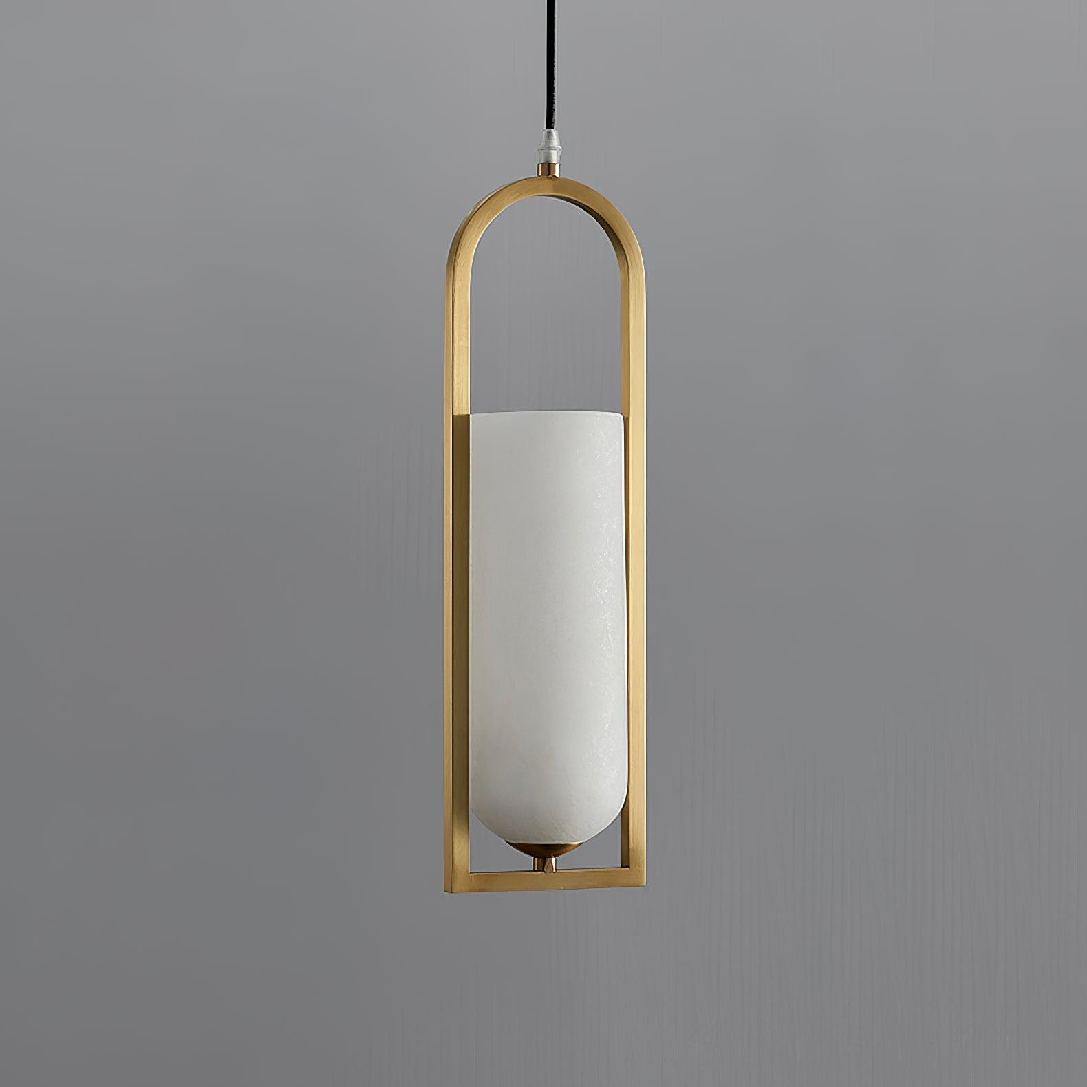 Modern Melange Small Alabaster Pendant Light with Brass Details