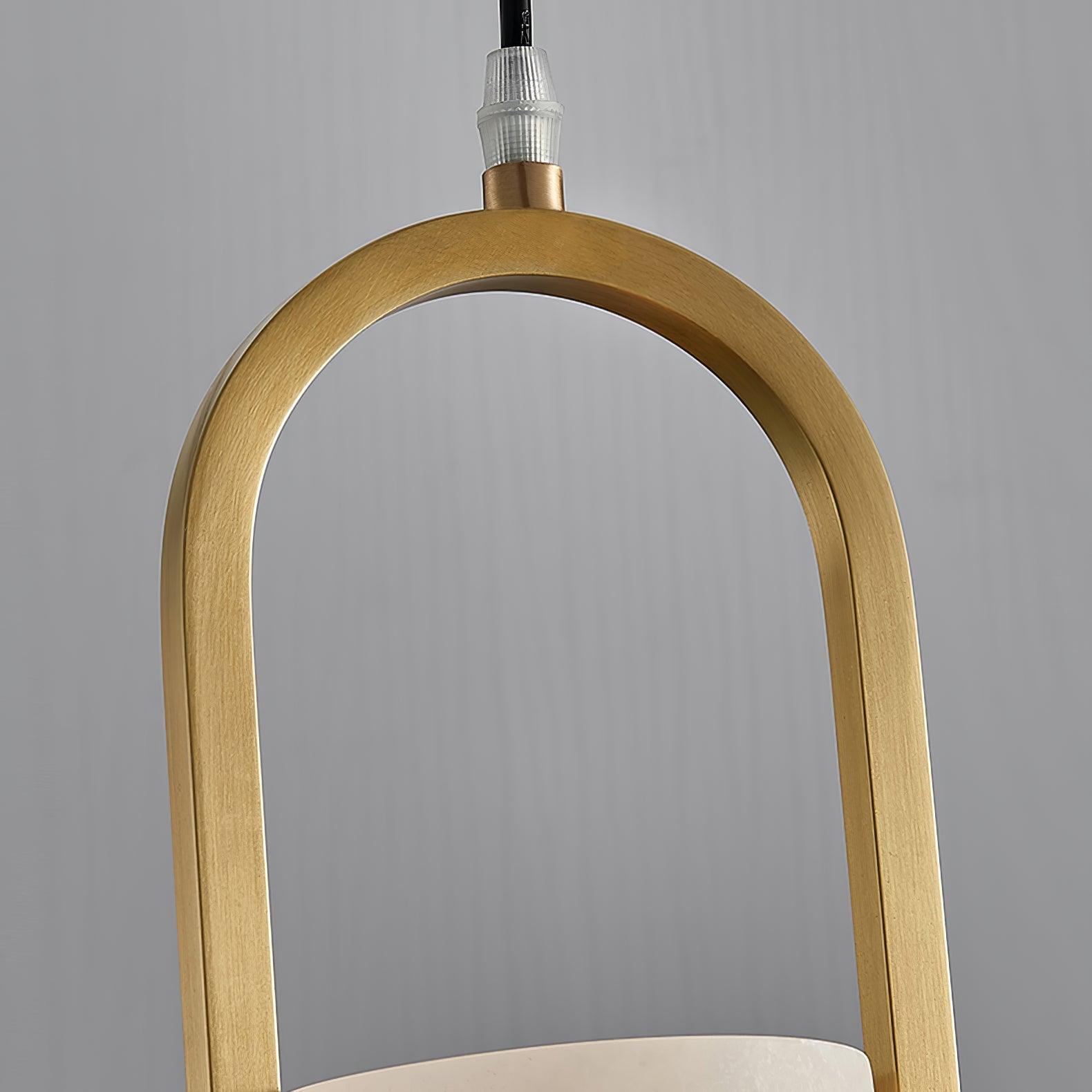Modern Melange Small Alabaster Pendant Light with Brass Details