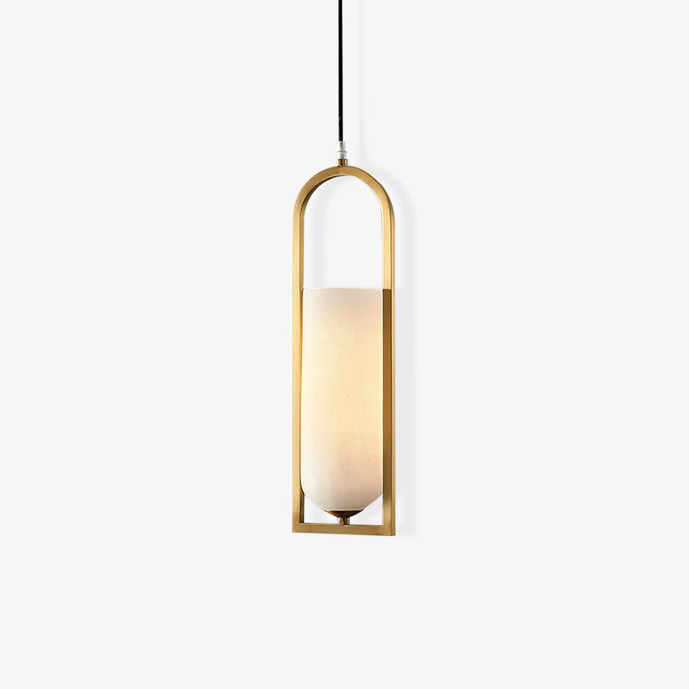 Modern Melange Small Alabaster Pendant Light with Brass Details