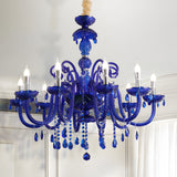Modern Memphis Style Blue Crystal Chandelier 3 Color Dimming Glass Candle Pendant Light
