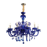 Modern Memphis Style Blue Crystal Chandelier 3 Color Dimming Glass Candle Pendant Light