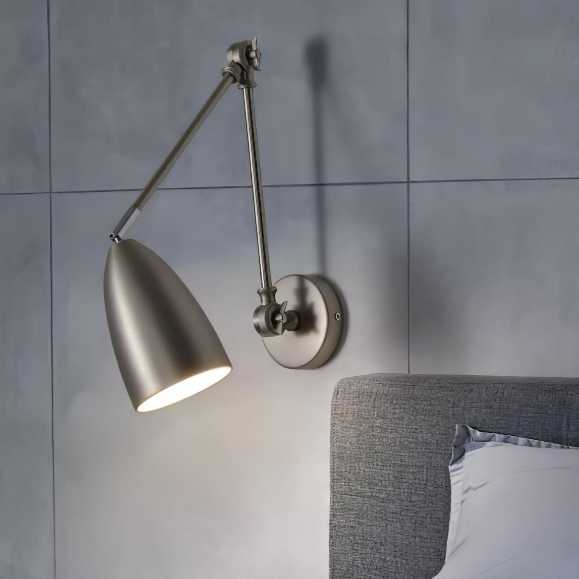 Modern Metal Adjustable Swing Arm Wall Mounted Sconce for Reading and Bedside Lighting