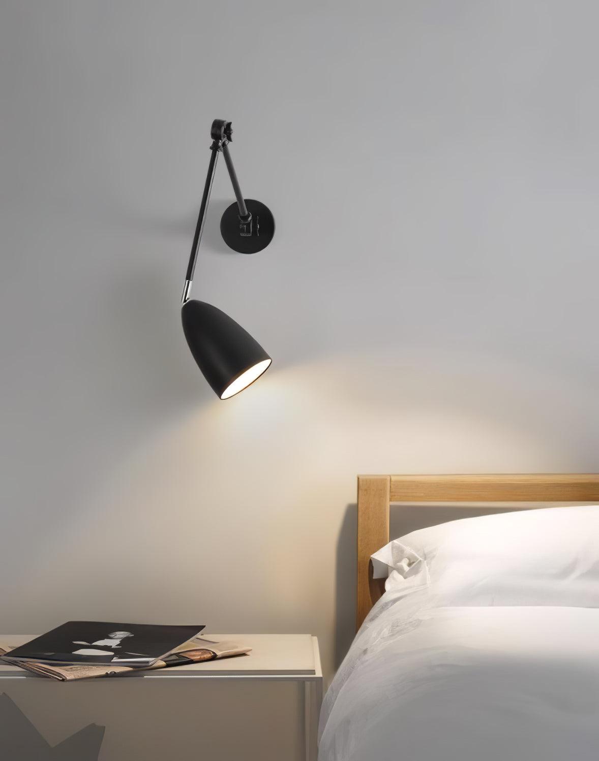 Modern Metal Adjustable Swing Arm Wall Mounted Sconce for Reading and Bedside Lighting