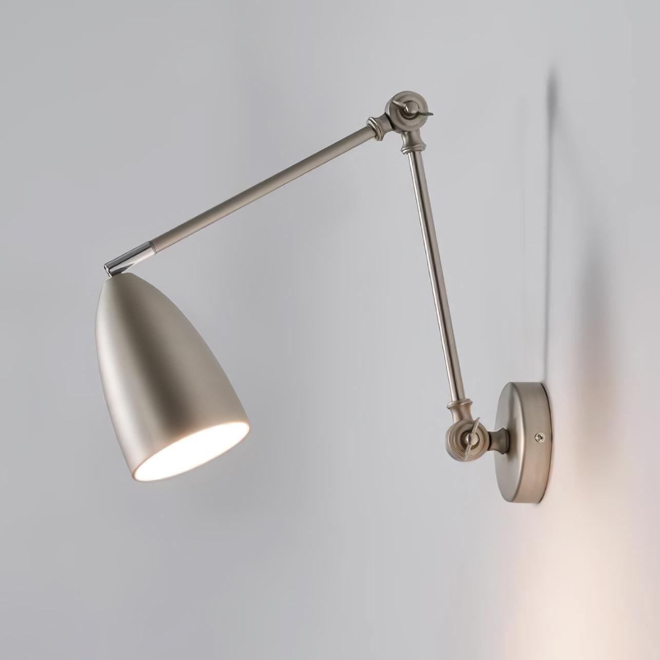 Modern Metal Adjustable Swing Arm Wall Mounted Sconce for Reading and Bedside Lighting
