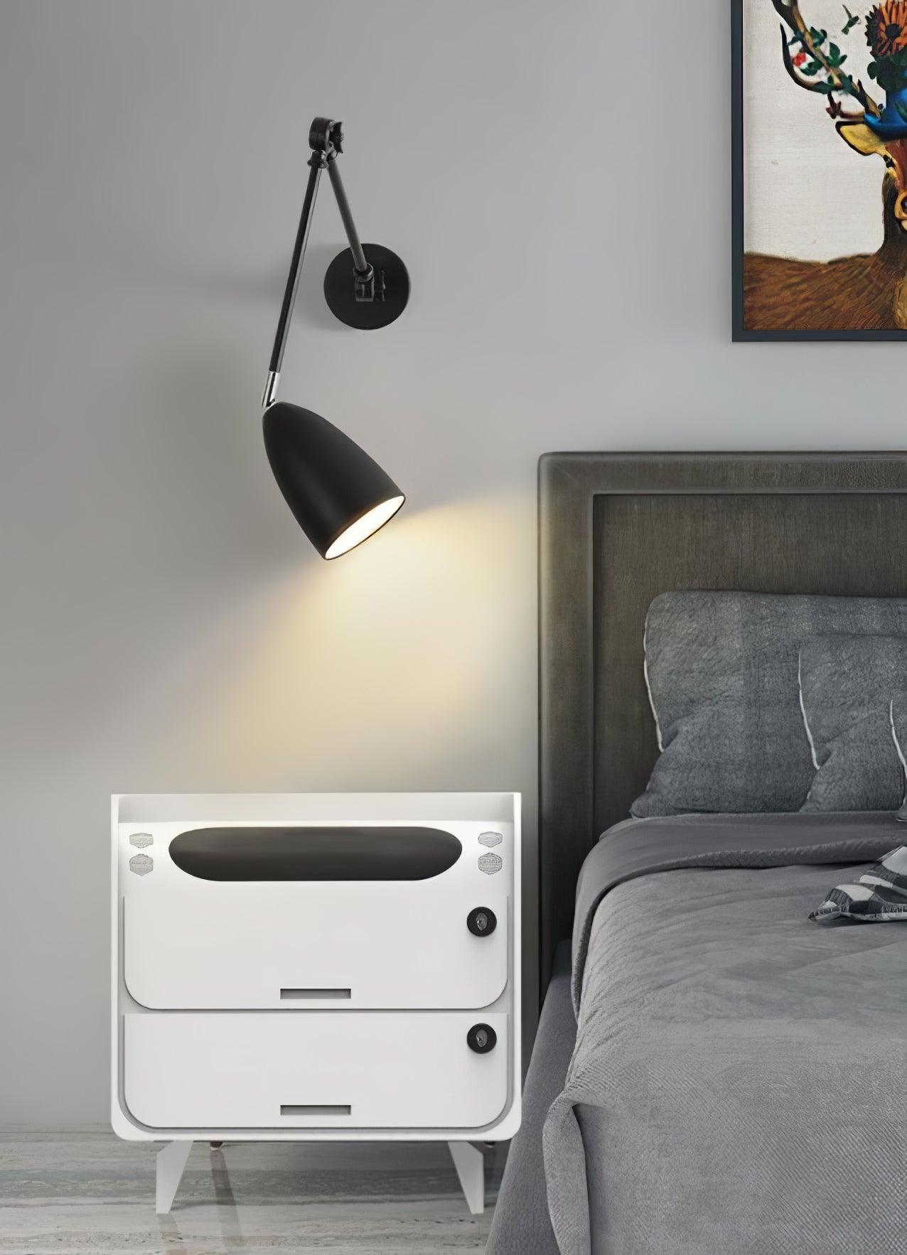 Modern Metal Adjustable Swing Arm Wall Mounted Sconce for Reading and Bedside Lighting