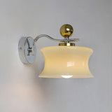 Modern Metal and Glass Wall Sconce Set of Two with Elegant Fabric Shade Gold and Chrome