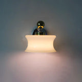Modern Metal and Glass Wall Sconce Set of Two with Elegant Fabric Shade Gold and Chrome