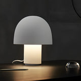 Modern Metal Mushroom Table Lamp with Frosted Dome Shade for Nordic Bedside Lighting