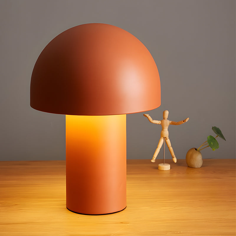 Modern Metal Mushroom Table Lamp with Frosted Dome Shade for Nordic Bedside Lighting