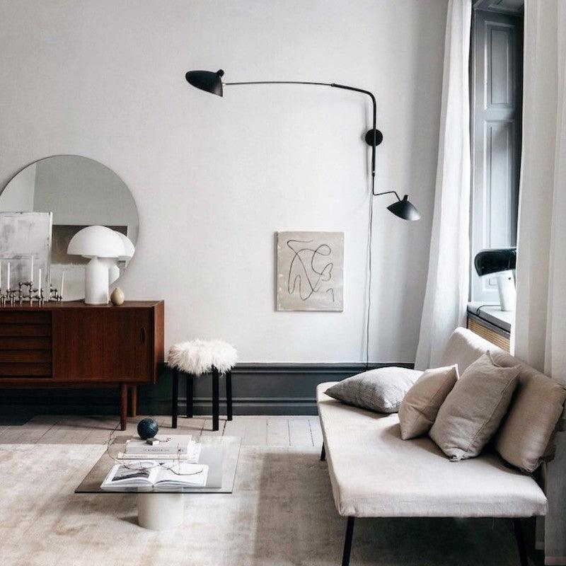 Modern Mid Century Adjustable Articulating Arm Wall Sconce Lighting with Rotating Shade