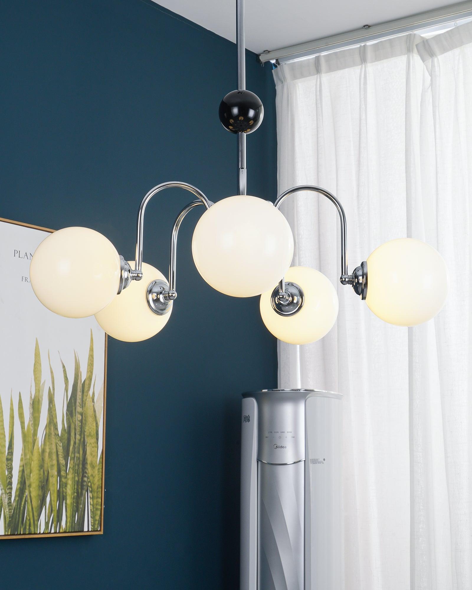 modern-mid-century-glass-globe-chandelier-with-metal-rod-frame-and-white-opal-shades