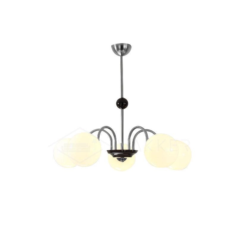 modern-mid-century-glass-globe-chandelier-with-metal-rod-frame-and-white-opal-shades