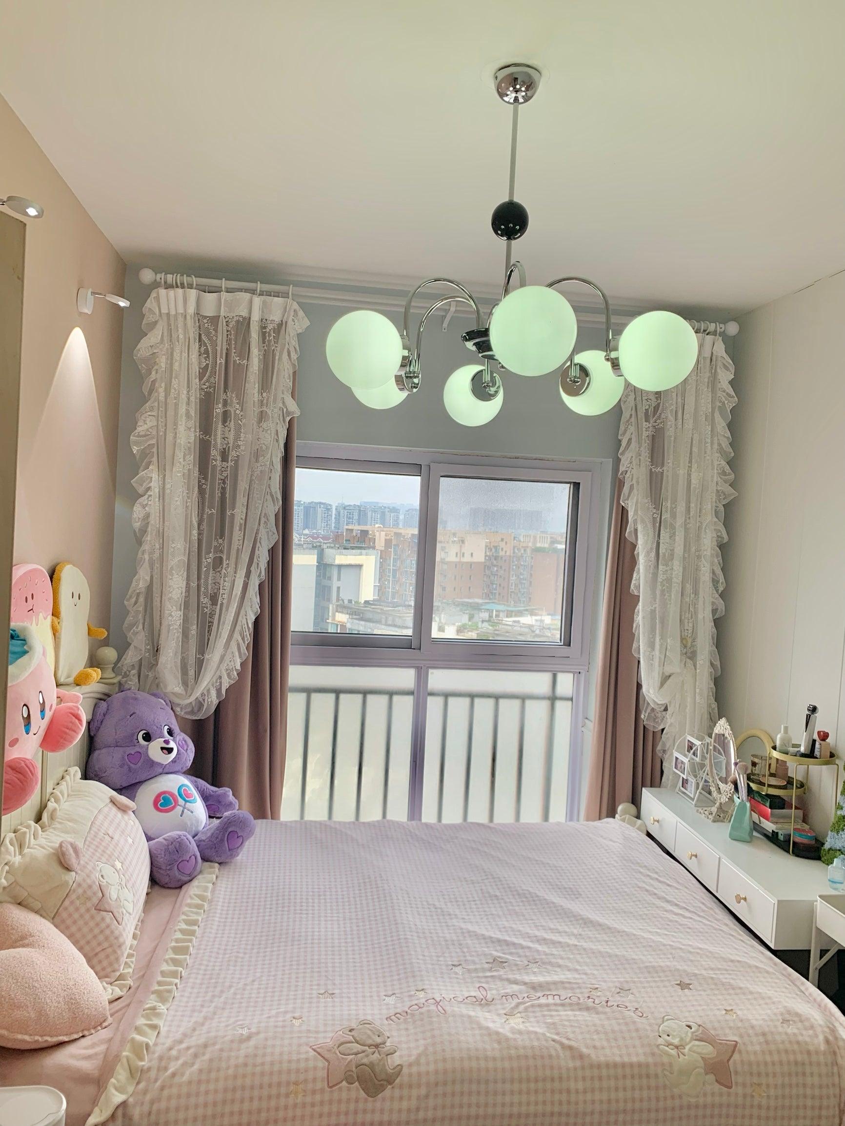 modern-mid-century-glass-globe-chandelier-with-metal-rod-frame-and-white-opal-shades