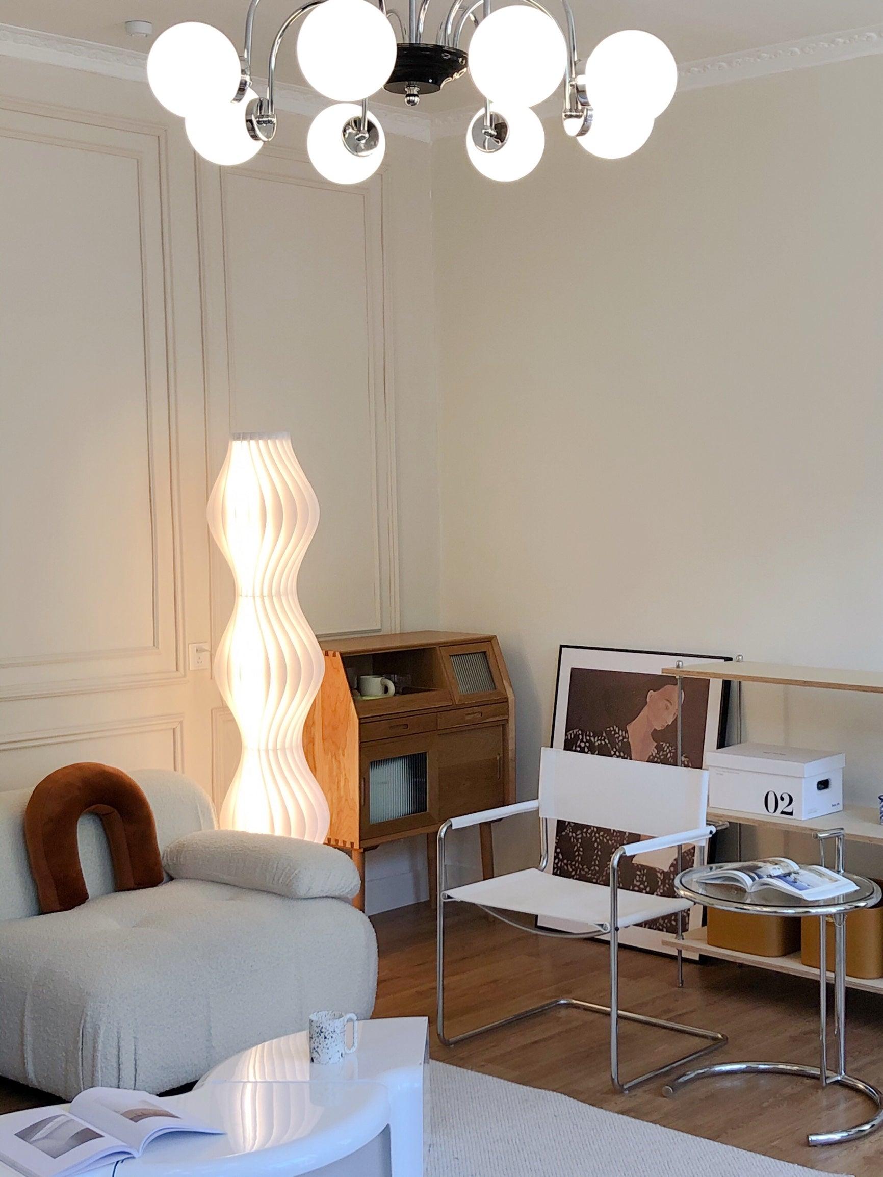 modern-mid-century-glass-globe-chandelier-with-metal-rod-frame-and-white-opal-shades