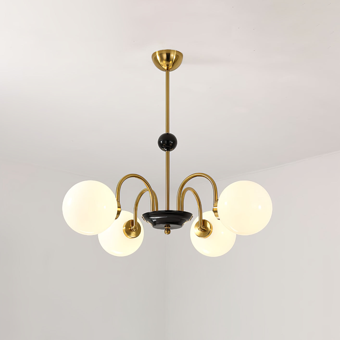 modern-mid-century-glass-globe-chandelier-with-metal-rod-frame-and-white-opal-shades