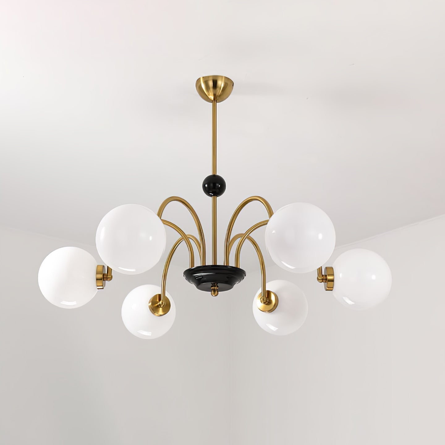 modern-mid-century-glass-globe-chandelier-with-metal-rod-frame-and-white-opal-shades