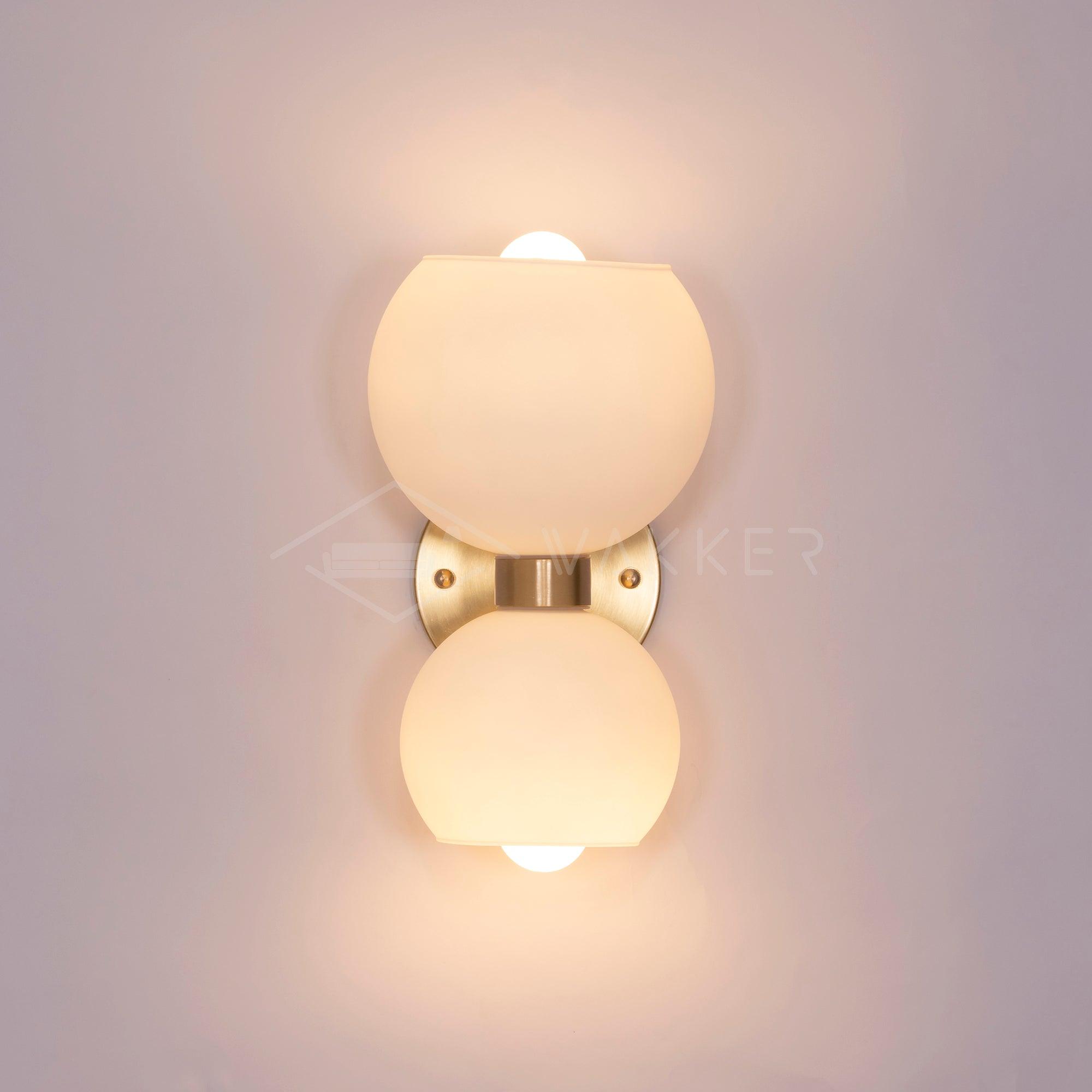 Modern Mid Century Glass Globe Wall Sconce Sculptural Indoor Brass Light Fixture