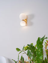 Modern Mid Century Glass Globe Wall Sconce Sculptural Indoor Brass Light Fixture