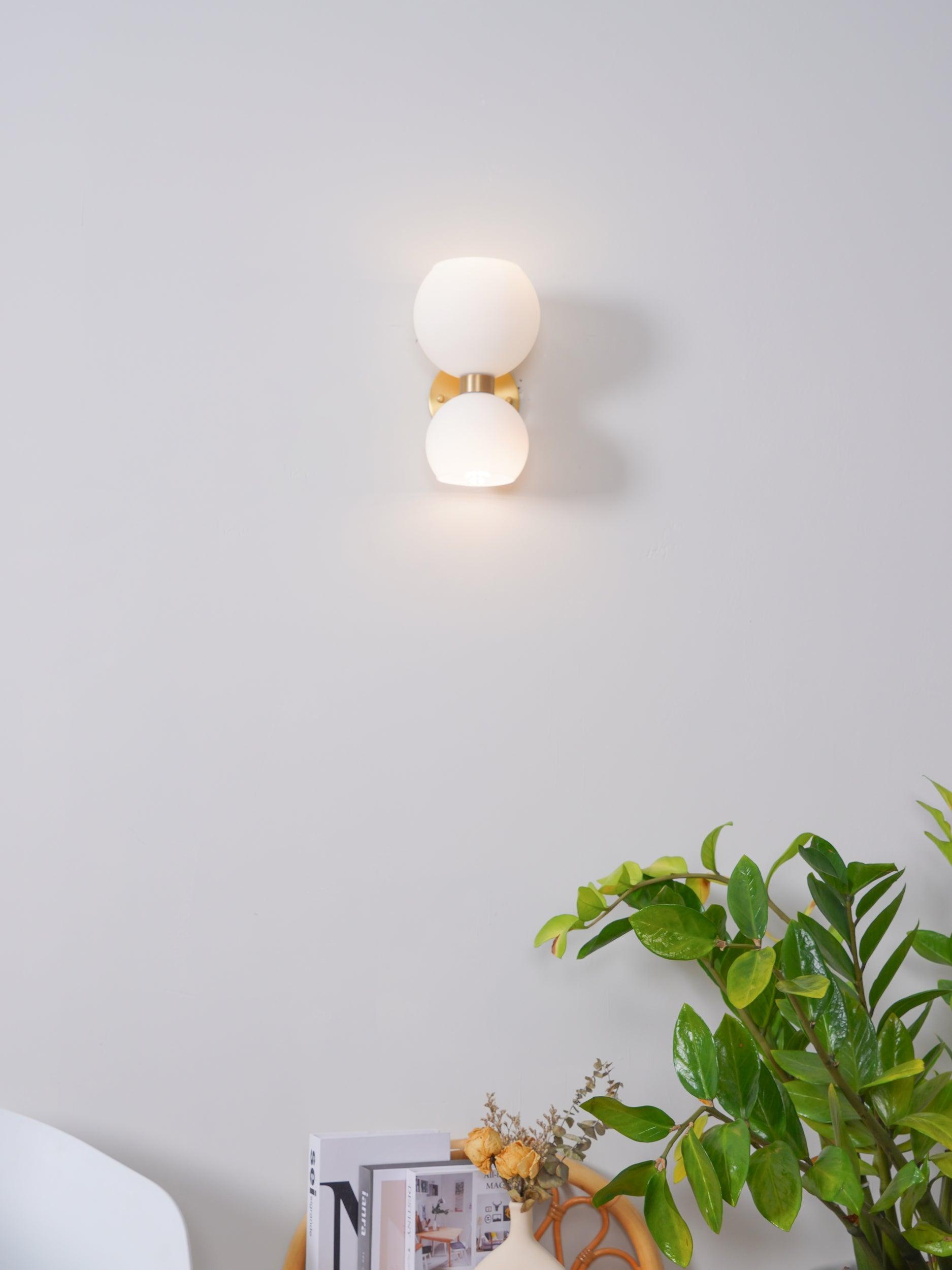 Modern Mid Century Glass Globe Wall Sconce Sculptural Indoor Brass Light Fixture