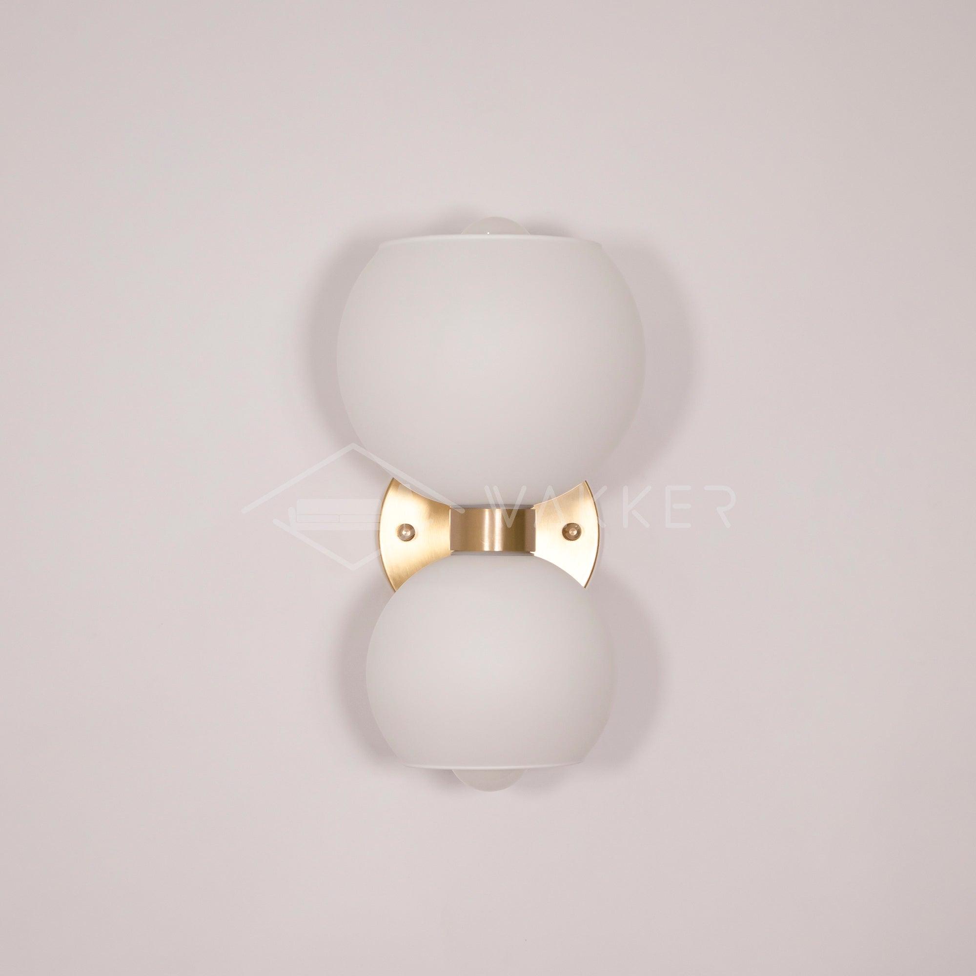 Modern Mid Century Glass Globe Wall Sconce Sculptural Indoor Brass Light Fixture
