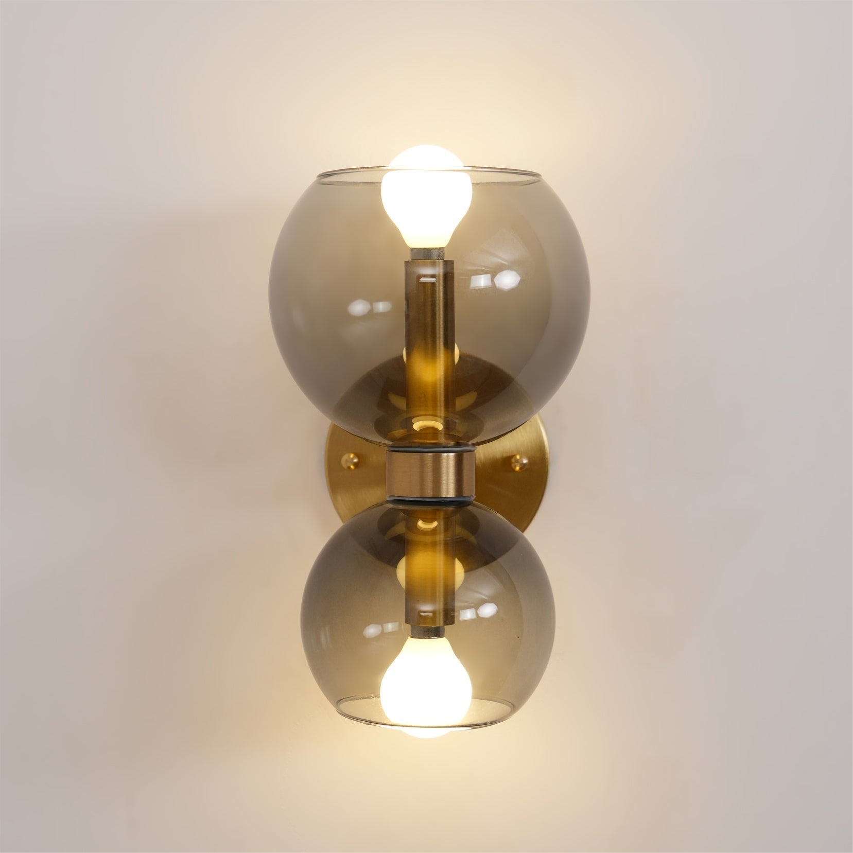 Modern Mid Century Glass Globe Wall Sconce Sculptural Indoor Brass Light Fixture