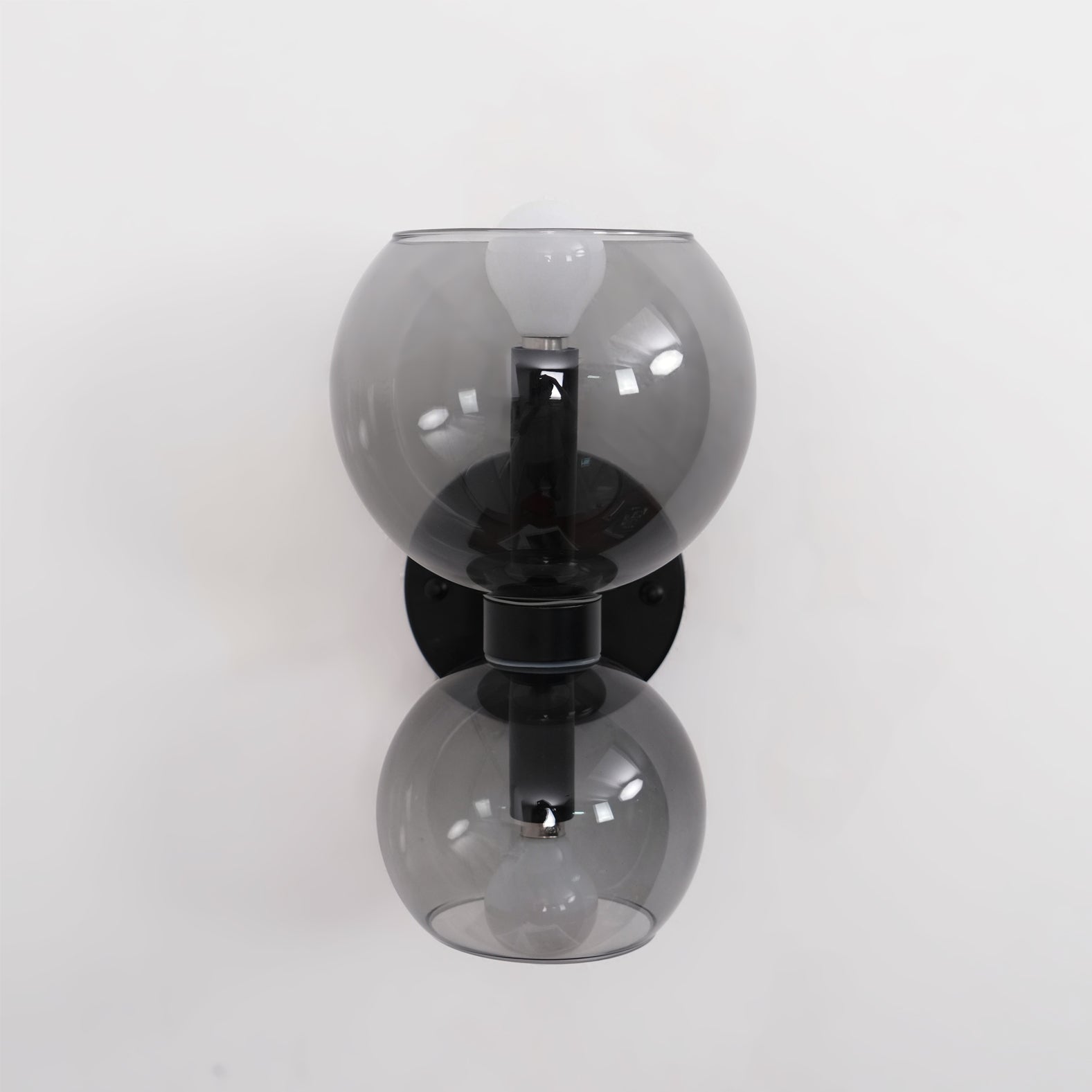 Modern Mid Century Glass Globe Wall Sconce Sculptural Indoor Brass Light Fixture