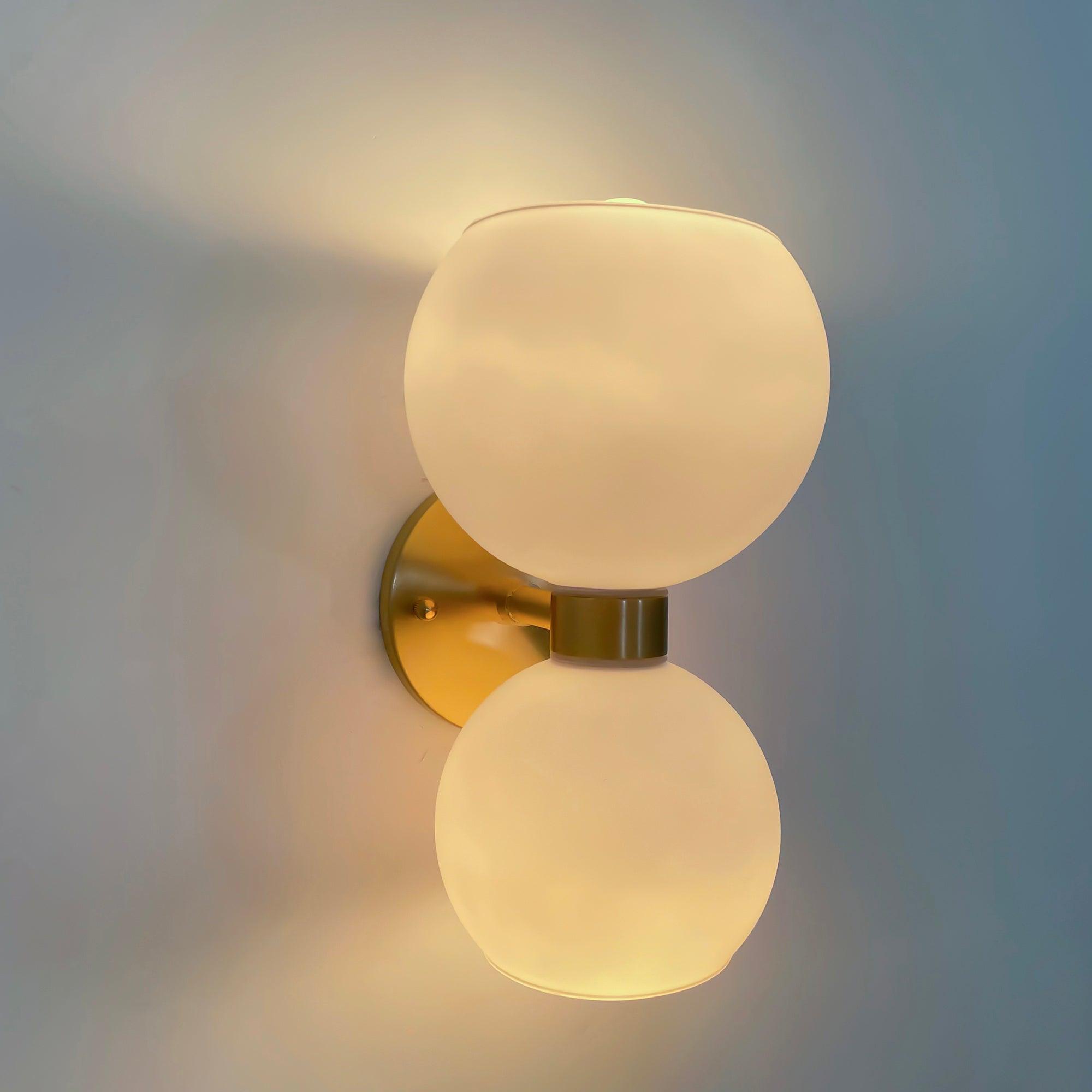 Modern Mid Century Glass Globe Wall Sconce Sculptural Indoor Brass Light Fixture