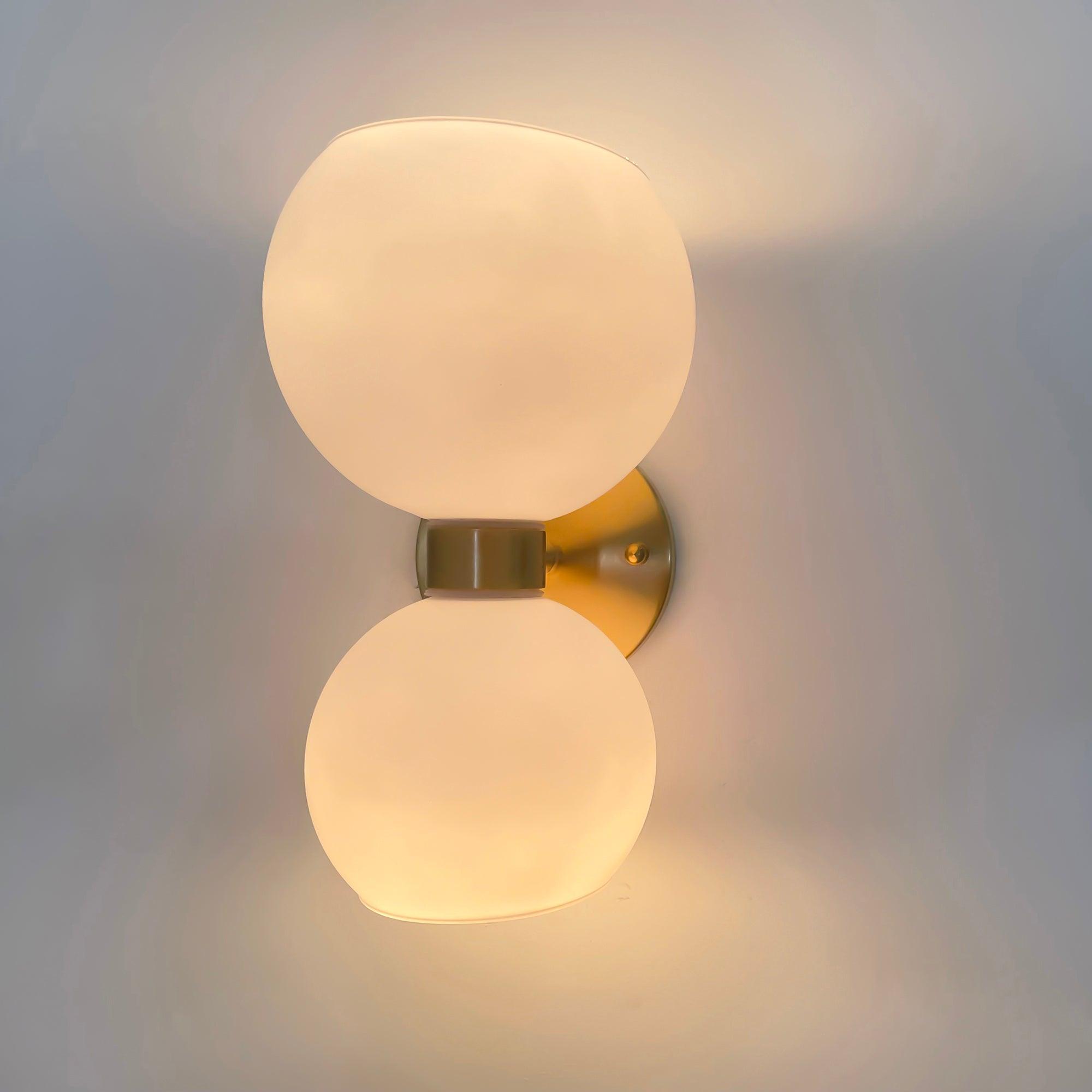 Modern Mid Century Glass Globe Wall Sconce Sculptural Indoor Brass Light Fixture