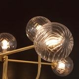 Modern Mid Century Sputnik Chandelier with Amber Glass Globes and Vintage Brass Finish