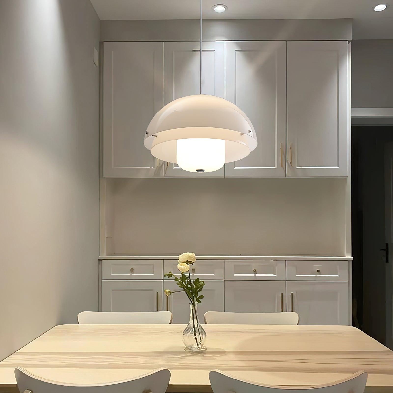 Modern Milk White Layered Glass Pendant Light Art Deco Droplet Ceiling Lamp