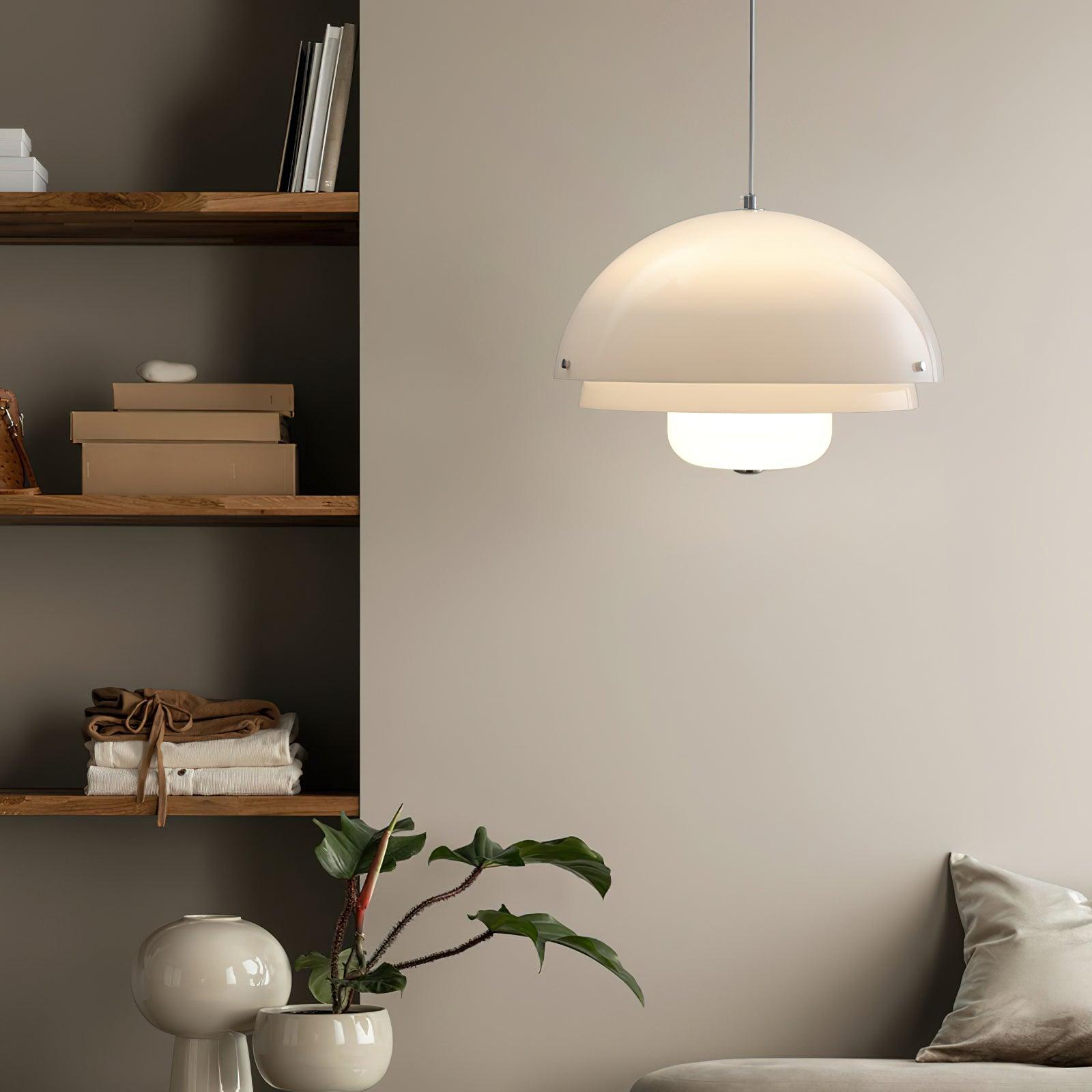 Modern Milk White Layered Glass Pendant Light Art Deco Droplet Ceiling Lamp