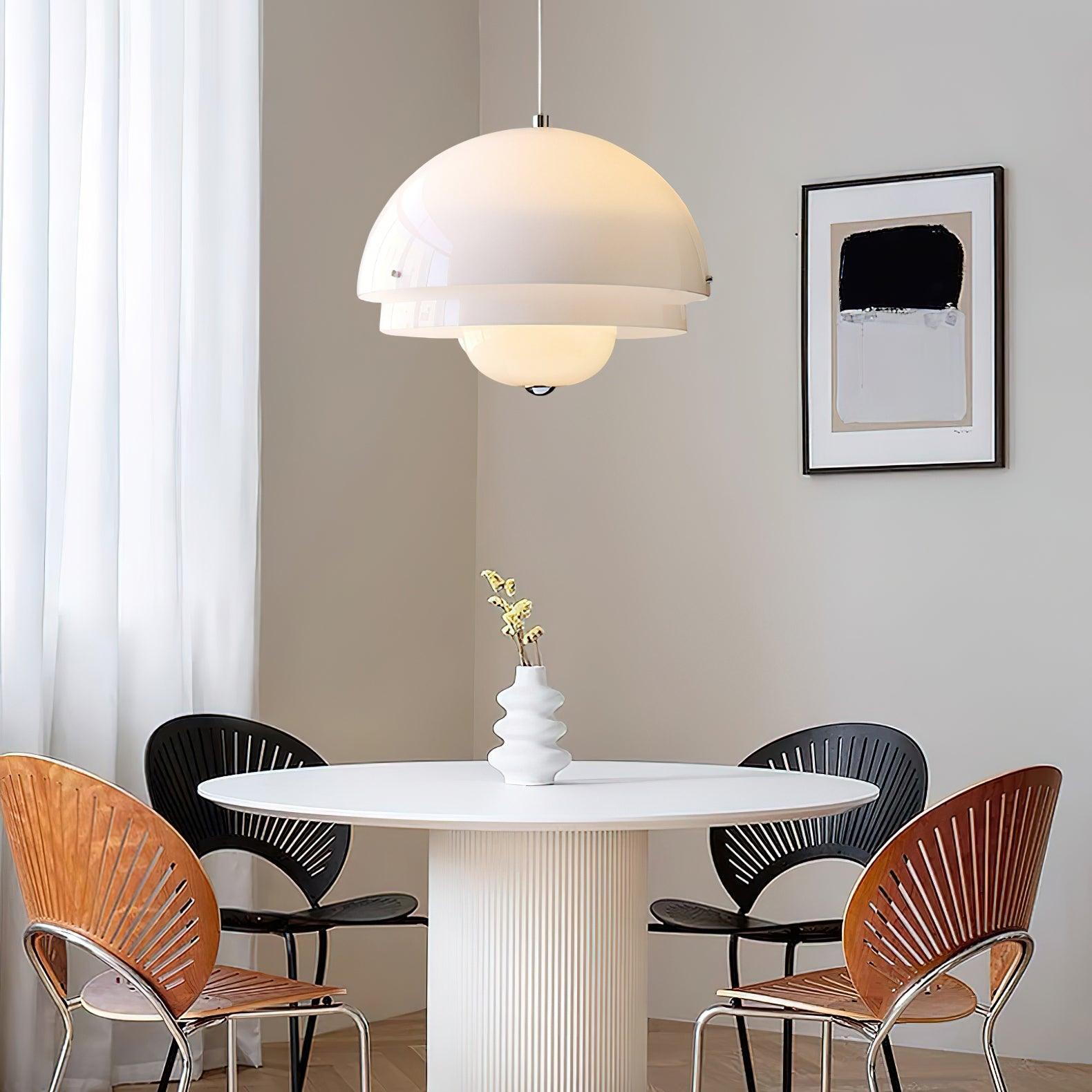 Modern Milk White Layered Glass Pendant Light Art Deco Droplet Ceiling Lamp