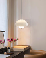 Modern Milk White Layered Glass Pendant Light Art Deco Droplet Ceiling Lamp