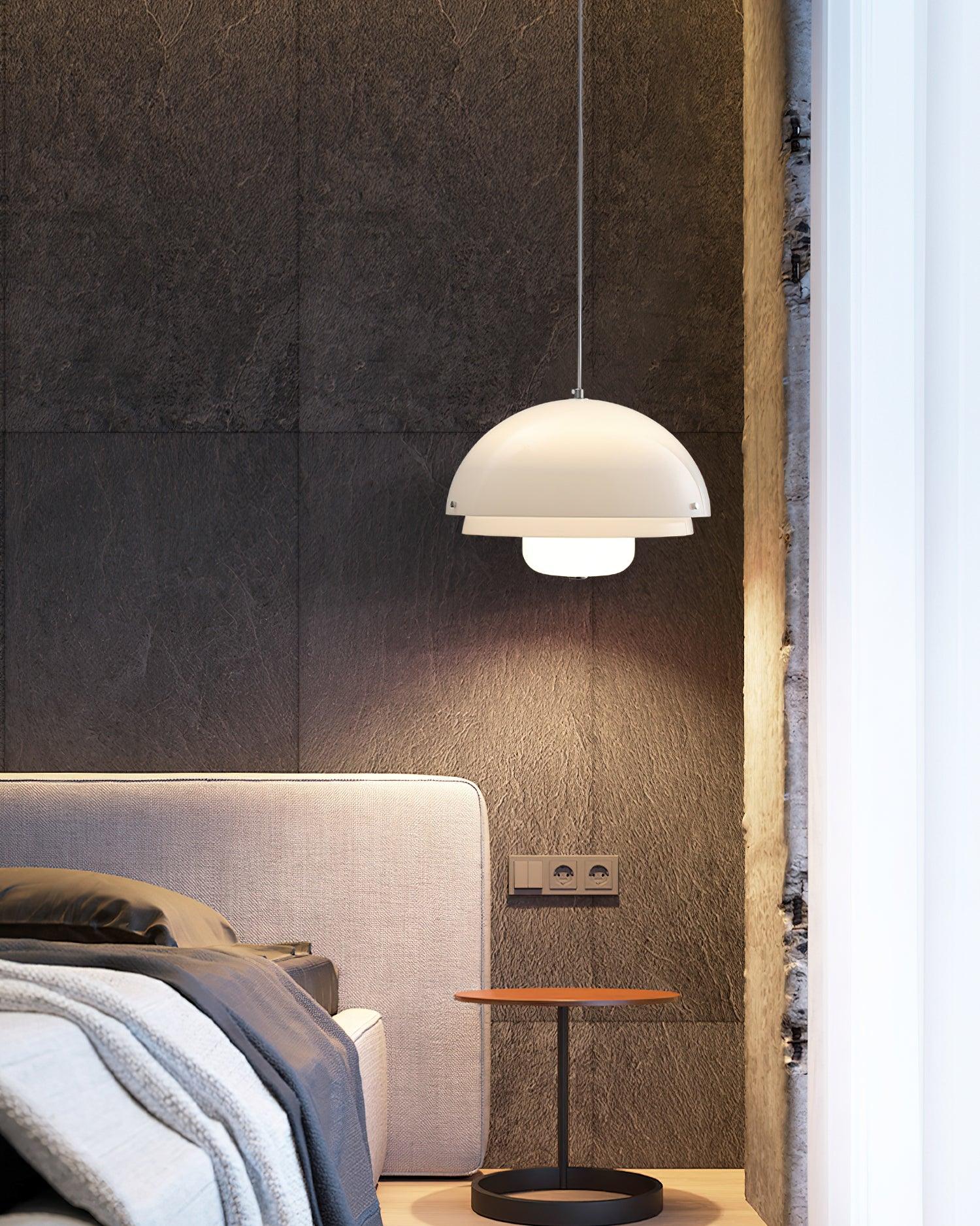 Modern Milk White Layered Glass Pendant Light Art Deco Droplet Ceiling Lamp