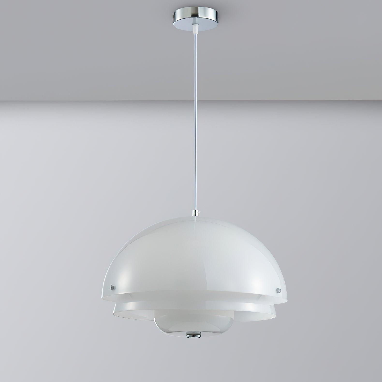 Modern Milk White Layered Glass Pendant Light Art Deco Droplet Ceiling Lamp