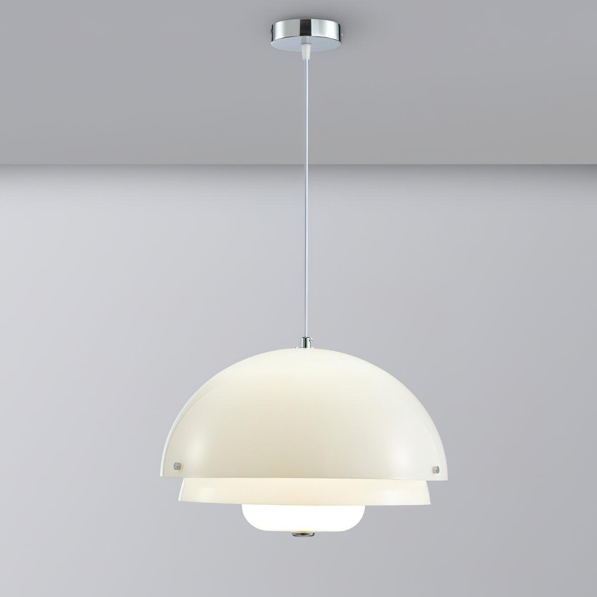 Modern Milk White Layered Glass Pendant Light Art Deco Droplet Ceiling Lamp
