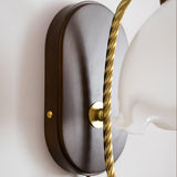 Modern Milky Flower Wall Sconce with Glass Shade and Wood Base Indoor Wall Lamp Set of Two