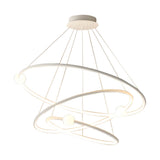 Modern Minimalist 3 Ring LED Pendant Lamp Dimmable Circular Chandelier in White or Black