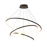 Modern Minimalist 3 Ring LED Pendant Lamp Dimmable Circular Chandelier in White or Black