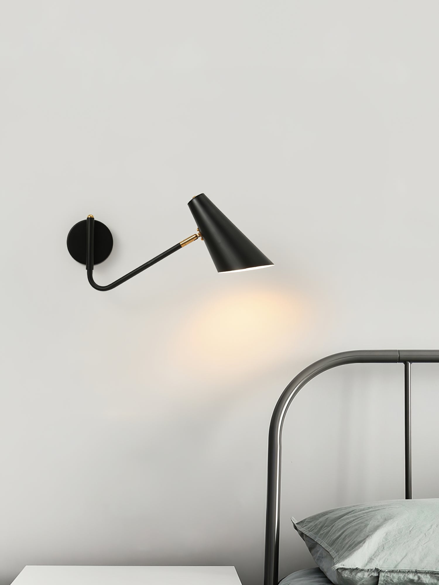 Modern Minimalist Adjustable Arm Wall Sconce with Conical Shade for Indoor Lighting