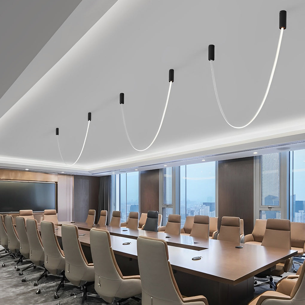 Modern Minimalist Artificial Leather Belt LED Pendant Lighting for High Ceiling Staircase and Villa