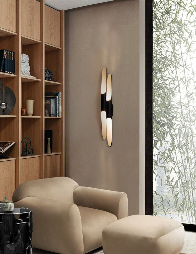 Modern Minimalist Black and Gold Industrial Steel Wall Sconce Light for Indoor Decor