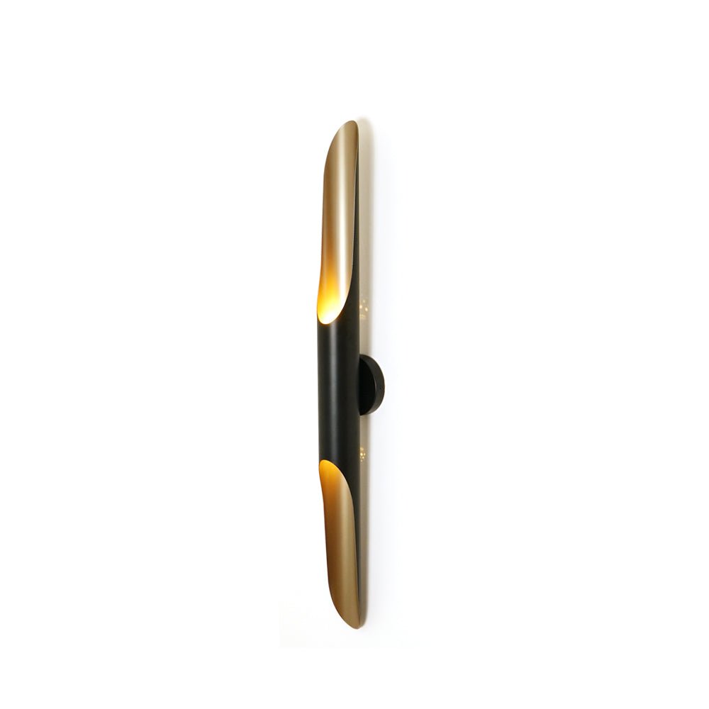 Modern Minimalist Black and Gold Industrial Steel Wall Sconce Light for Indoor Decor