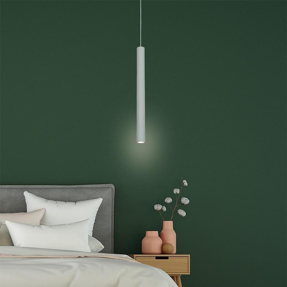 Modern Minimalist Black Cylindrical LED Pendant Light Adjustable Aluminum Stick Hanging Lamp