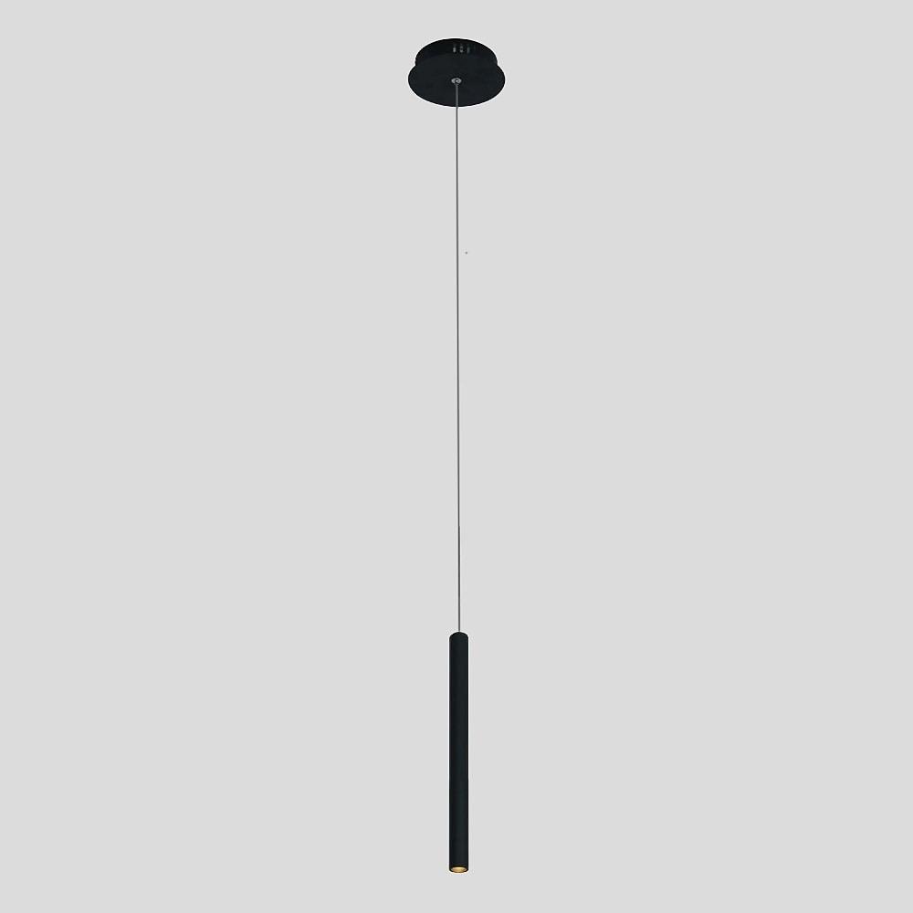 Modern Minimalist Black Cylindrical LED Pendant Light Adjustable Aluminum Stick Hanging Lamp